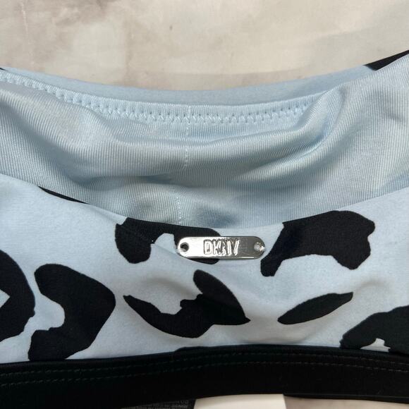 DKNY Leopard Print Blue Black Bralette Bikini Top Size L New - Picture 5 of 6